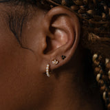 Black CZ Trefoil Stud Earrings Triple Cubic Zirconia Cartilage Piercing by Doviana