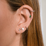 Rectangle Green CZ Threadless Labret Titanium Flat Back Nap Earring by Doviana
