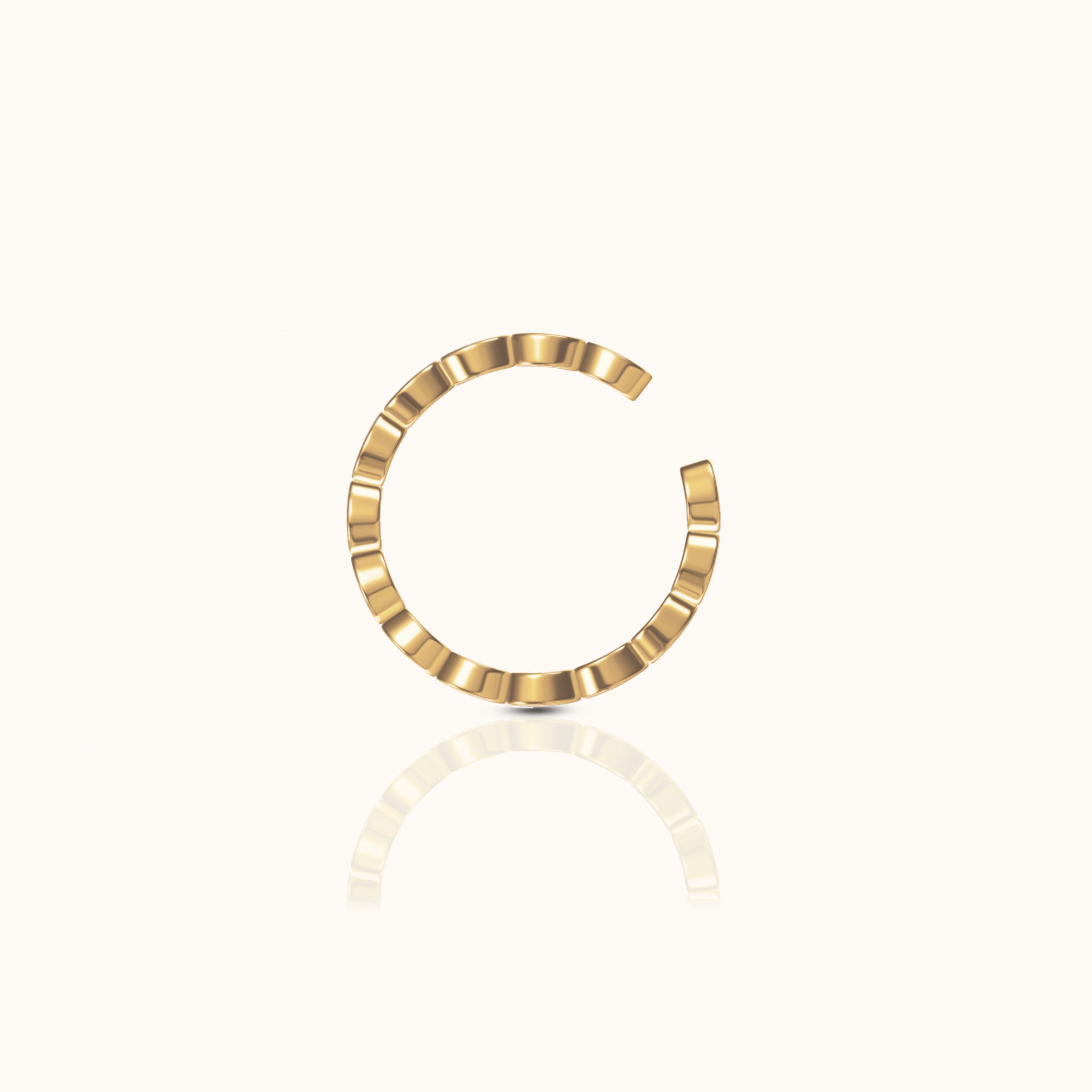 Plain Sleek Gold Cartilage Fake Piercing Round Coin Ear Cuff by Doviana