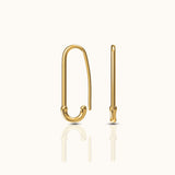 Gold Polished Pin Drop Cartilage Huggie Safety Pin Earrings by Doviana