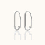 925 Sterling Silver Polished Pin Drop Cartilage Huggie Safety Pin Earrings by Doviana