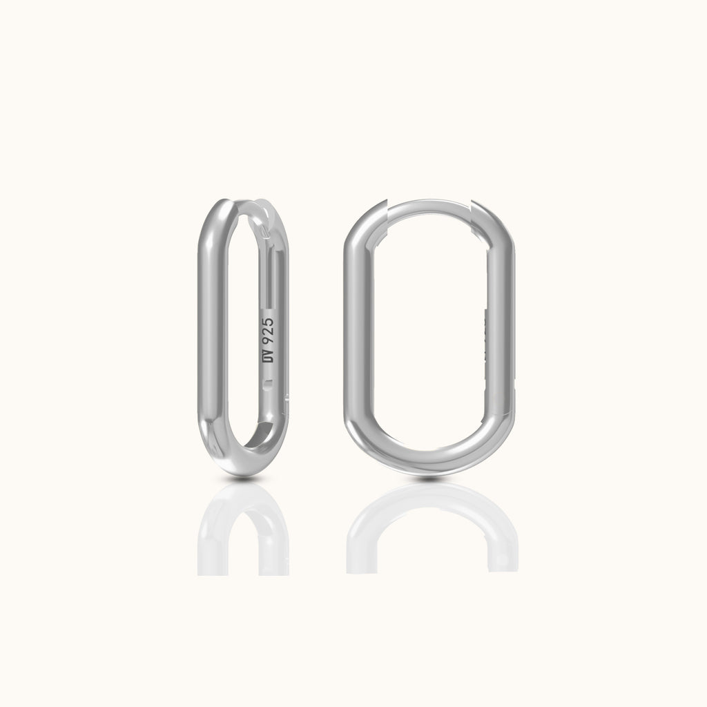 Simple 925 Sterling Silver Rectangle Hoop Earrings by Doviana