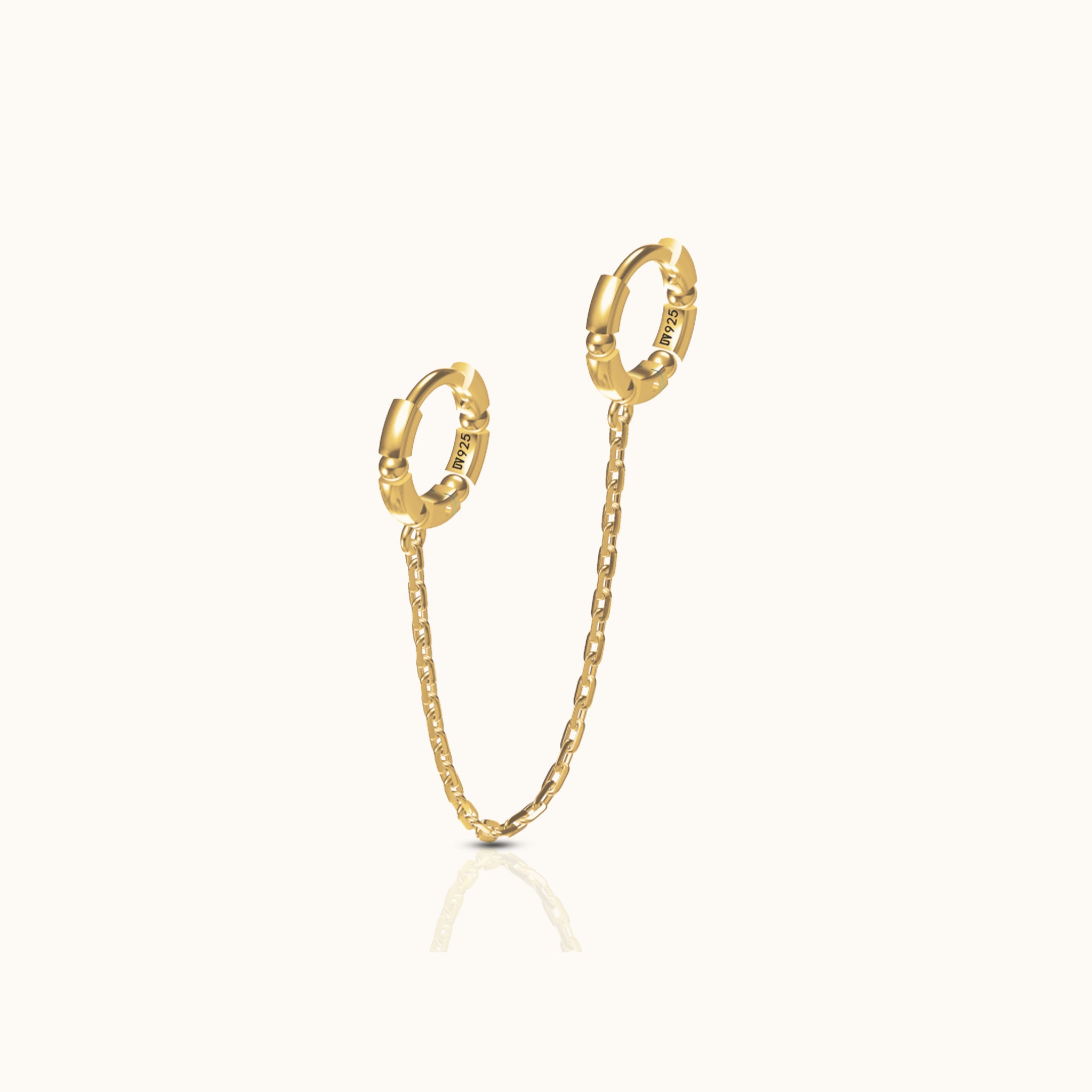 Single Bead Double Hoop Chain Earring