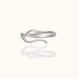 Sleek Serpent Overlap Around Hug Bypass Adjustable 925 Sterling Silver Snake Wrap Ring