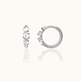 925 Sterling Silver Petite 3 Diamond Crystal Cluster Huggie Triple CZ Hoop Earrings by Doviana