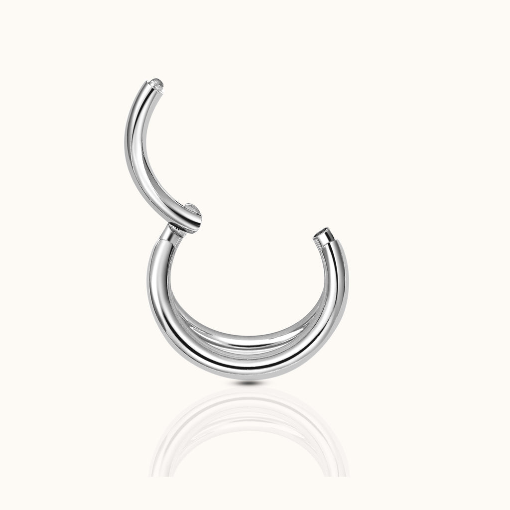 Triple Circle Geometric Clicker Titanium Hinged Nap Hoop Earring by Doviana