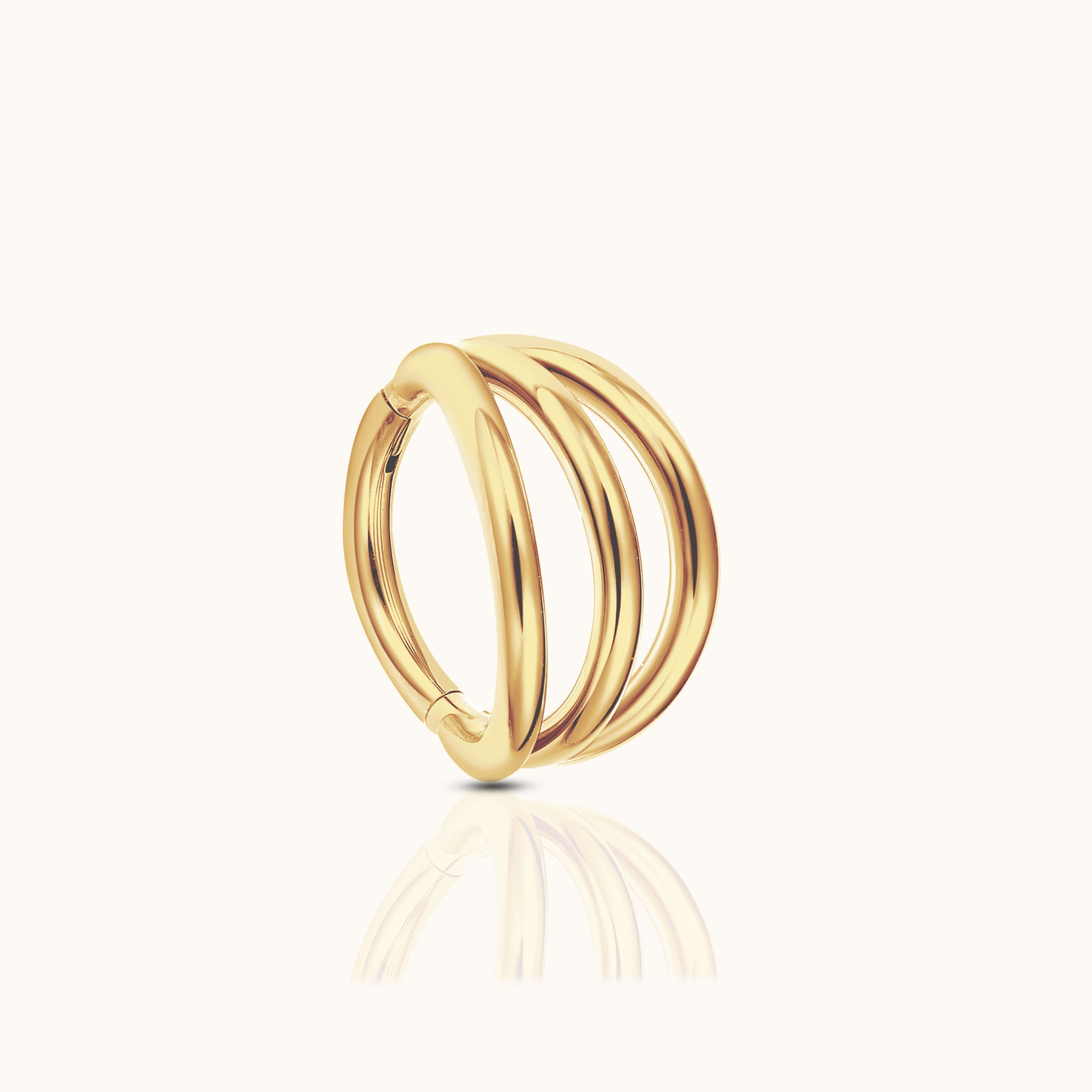 Triple Circle Clicker Titanium PVD Gold Hinged Nap Hoop Earring