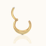 Triple Circle Clicker Titanium PVD Gold Hinged Hoop Earring