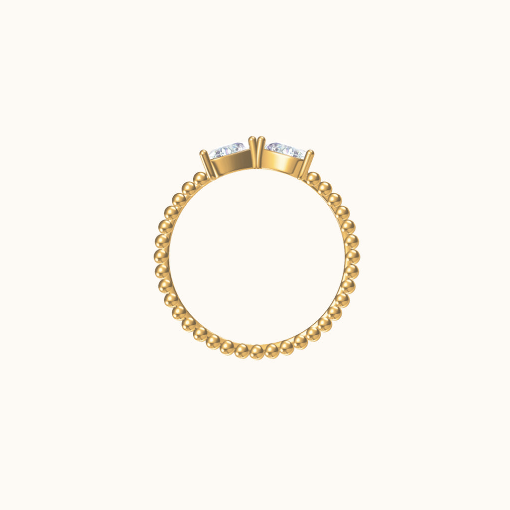 Gold Dainty Tie Petite Infinity Knot Tiny White CZ Bow Bead Ring by Doviana