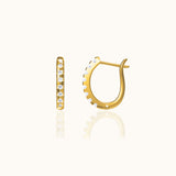 CZ Latch Back Hoop Earrings Gold CZ Pave Thin Secure Huggie Hoops by Doviana