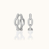 CZ Linked Chain Hoop Earrings Paperclip Gold Link Chunky Huggie Hoops by Doviana