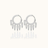 925 Sterling Silver Pave Set CZ Spike Tassel Stud Earrings Dangle Spikes Drop Earrings by Doviana