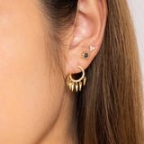 Gold Pave Set CZ Spike Tassel Stud Earrings Dangle Spikes Drop Earrings by Doviana