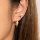 Gothic CZ Chain Hoop Earrings Mini Circle Gold Huggie Hoops by Doviana