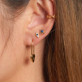 Tiny Gemstone Blue Evil Eye Studs Gold Petite Eye Stud Earrings with butterfly back by Doviana