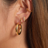 Chubby Latch Back Gold Wide Thick Tube Small Gold Chunky Hoop Earrings by Doviana
