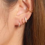 Classic Twisted Hoop Earrings 18K Gold Crew Set Mini Petite Rope Twist Huggie Hoops by Doviana