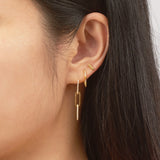 Classic Gold CZ Link Chain Dangle Studs Affordable Statement Earrings by Doviana