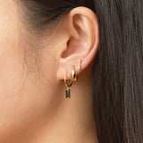 CZ Pave Bar Studs Long Bar Gold Petite Charm Mini Single Row Diamond Earrings by Doviana