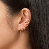 Cartilage Cuban Link Chain Circular Gold Cuff Single White CZ Ear Cuff Earring by Doviana