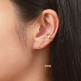 Gold CZ Mini Studs Stacking Ear Party Petite Mini Diamond for Everyday Minimalist by Doviana