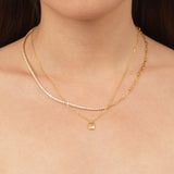 Link and CZ Chain Necklace Sterling Silver with thick layer of 18K Gold by Doviana