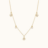 Gold Star Stacking Dangle Layered Celestial Minimal Necklace by Doviana