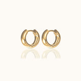 Chunky Hoop Earrings Small Polished Smooth Gold Hinged Tube 18K Gold Plated Huggie Hoops by Doviana