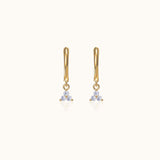 Classic Crystal Trefoil Earrings Mini Lotus Triple CZ Gold Trinity Cluster Dangle Hoops by Doviana