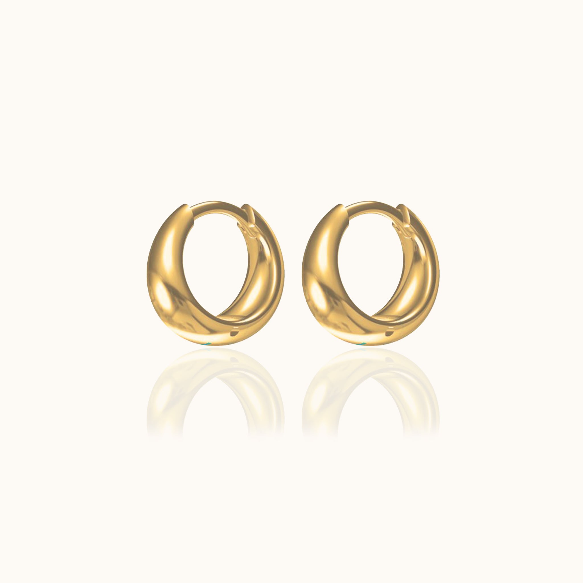 Dainty Gold Huggie Hoop Earrings Mini Wide Hinged Plain Simple Tube by Doviana
