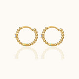 Delicate Natural Gold Gemstone Huggie Hoops Gem Bow Opal Hoop Earrings by Doviana
