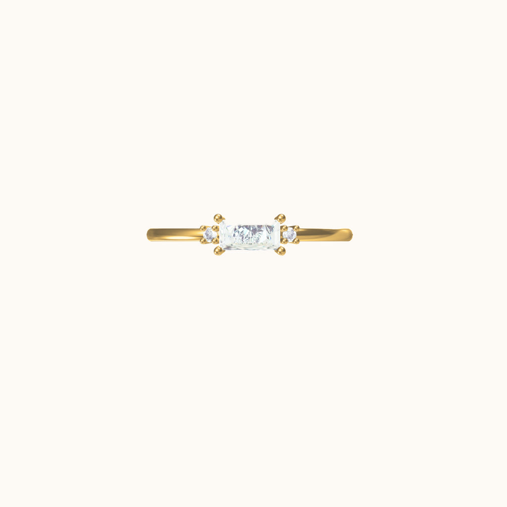 Delicate Baguette White CZ Ring
