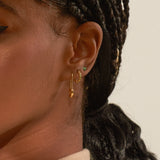 Black CZ Trefoil Stud Earrings 18K Gold Triple Cubic Zirconia Tragus Cartilage Piercing Studs by Doviana