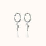 Gothic Spike Hoop Earrings Edgy Sleek Charm Dangle 925 Sterling Silver Huggie Hoops by Doviana