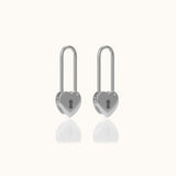 Love Lock 925 Sterling Silver High Polished Pin Drop Heart Safety Pin Earrings by Doviana