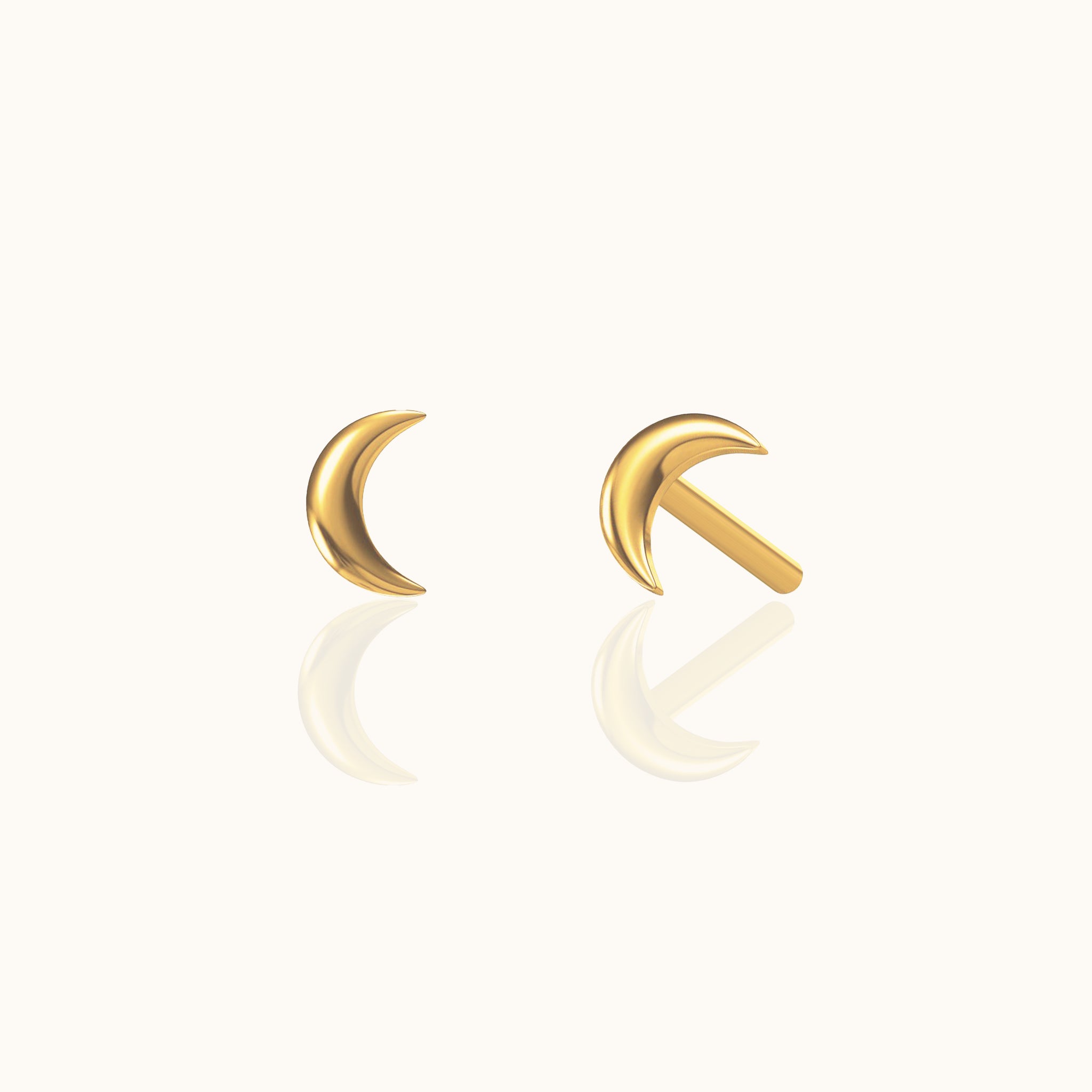 Petite Moon Gold Celestial Tiny Crescent Studs Mini Moon Stud Earrings by Doviana