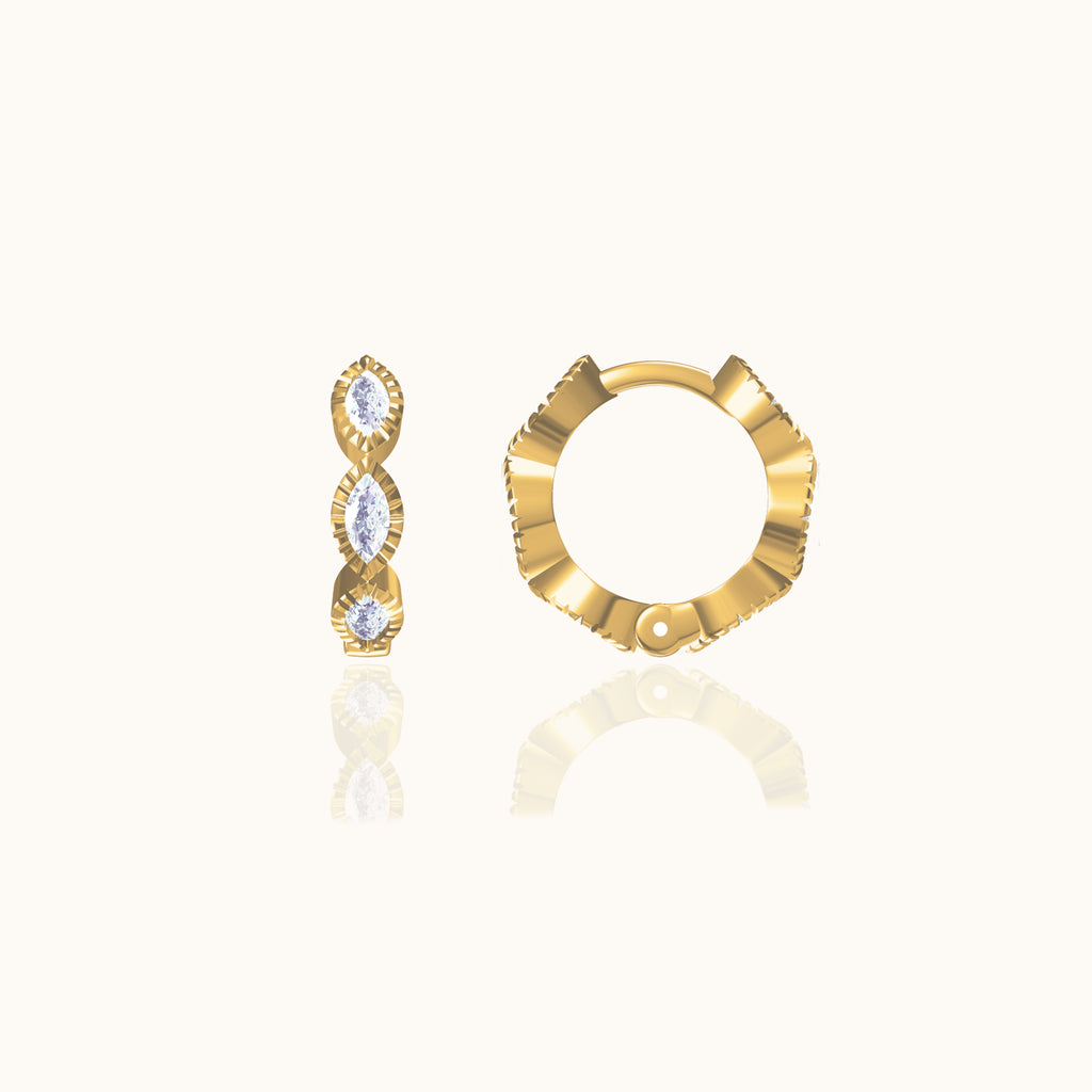 Petite Gold CZ Hoops Tiny Oval Huggie Hoop Earrings by Doviana