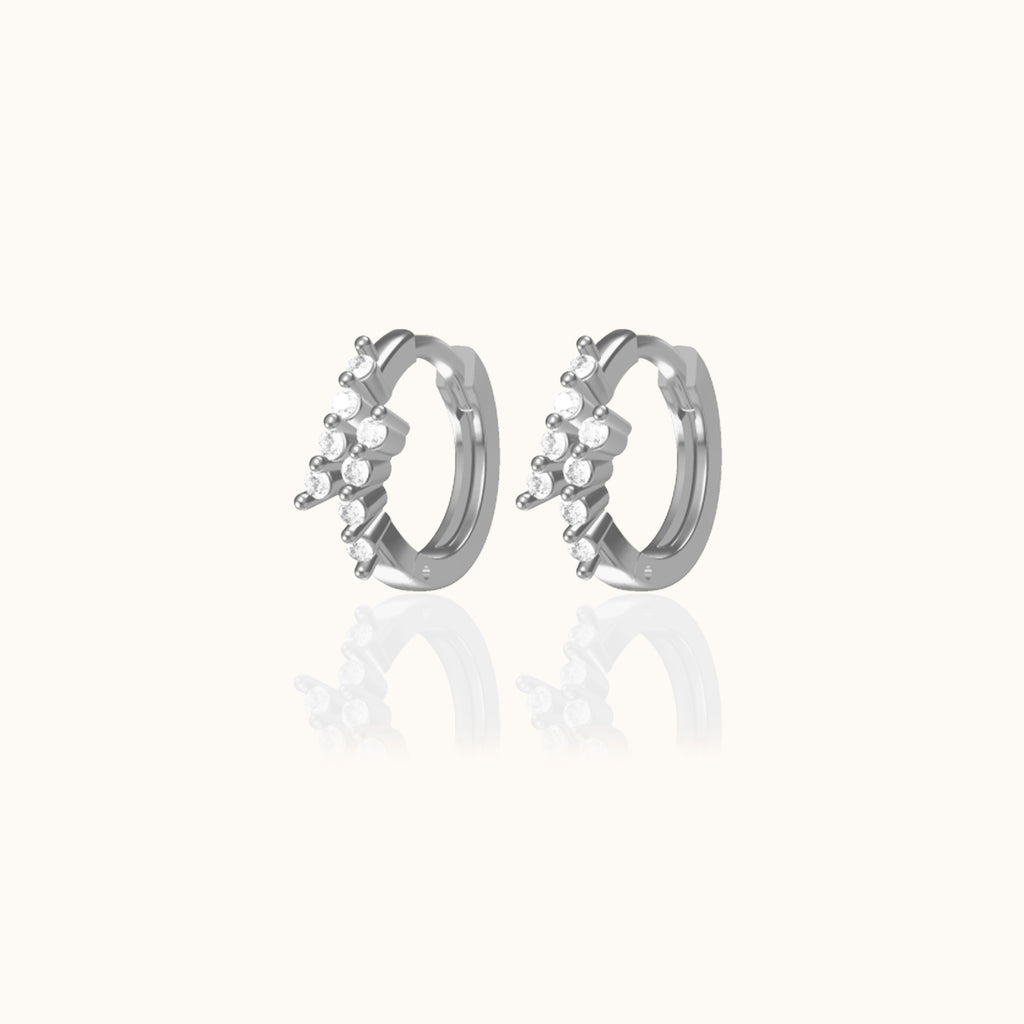 Petite 925 Sterling Silver Hoops Tiny Gemstone Pave Huggie Hoop Earrings by Doviana