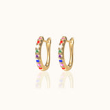 Petite Gold Cartilage Huggie Hoops Rainbow Latch Back Hoop Earrings by Doviana