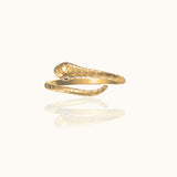 Overlap Snake Bypass Adjustable Gold Serpent Wrap Around Eternal Love Ring by Doviana