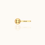 14K Solid Gold Single Sphere Ball Stud Earring
