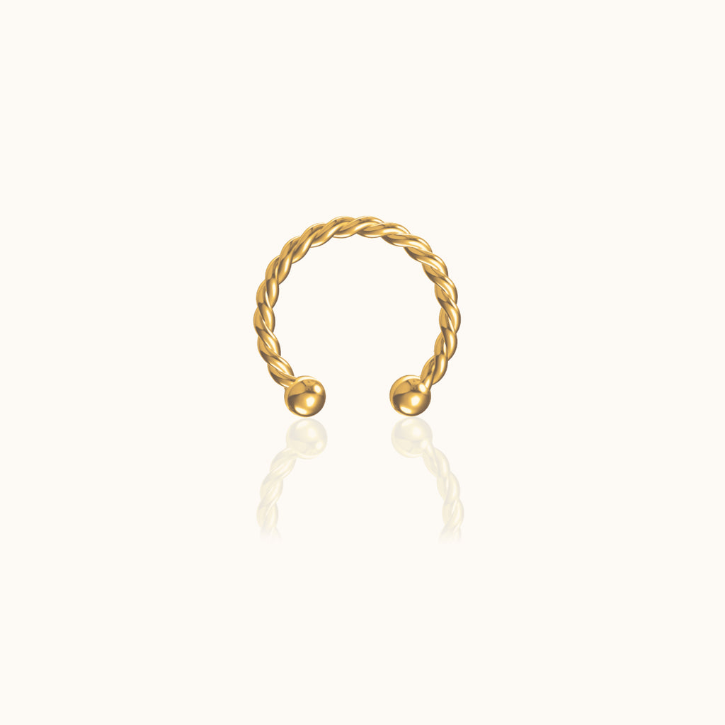 Petite Adjustable Secure Cartilage Cuff Single Gold Twisted Ear Cuff by Doviana