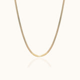 Essential Wide Flat Herringbone Thick Gold Snake Chain Necklace by Doviana