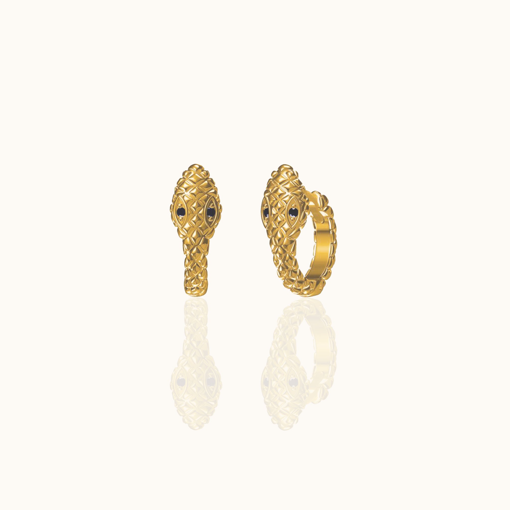 Petite Gold Snake Huggie Hoop Earrings Delicate Animal Serpent Mini Hoops by Doviana