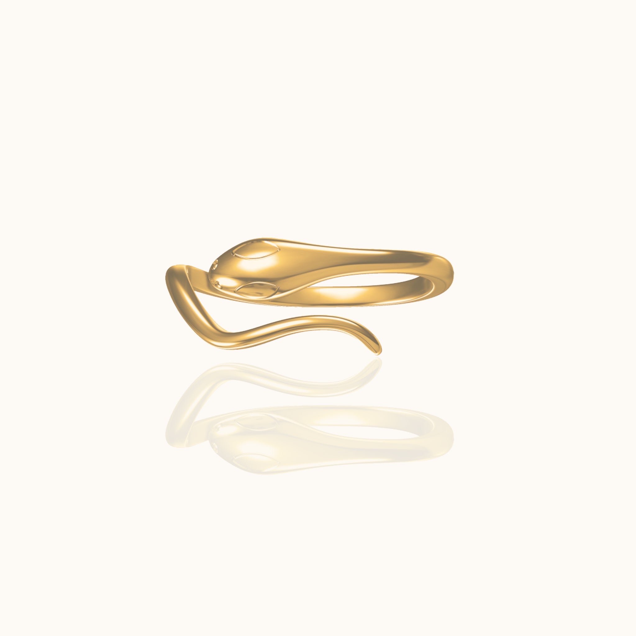Sleek Serpent Overlap Around Hug Bypass Adjustable Gold Snake Wrap Ring