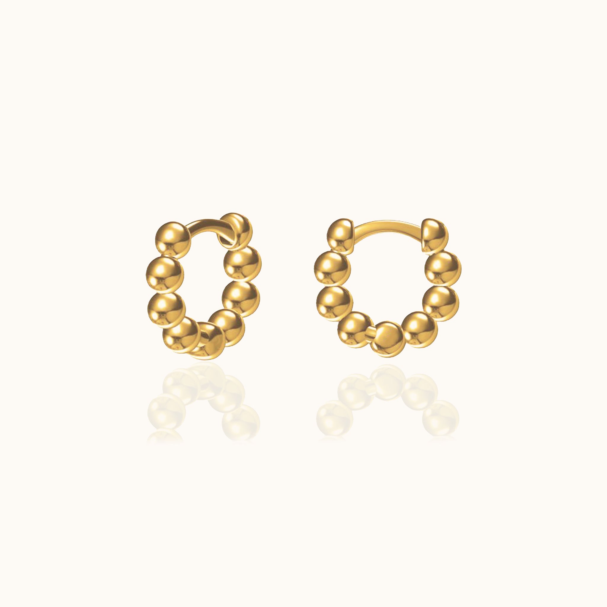 Tiny Gold Beaded Petite Thick Bead Huggie Hoop Earrings Everday Staples by Doviana
