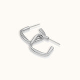 Classic 925 Sterling Silver Thick Square Rectangle Large Block Stud Hoop Earrings by Doviana
