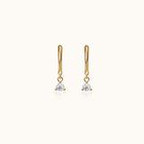 Classic Petite Diamond Charm Drop Gold Huggie Tiny CZ Dangle Hoops Earrings by Doviana