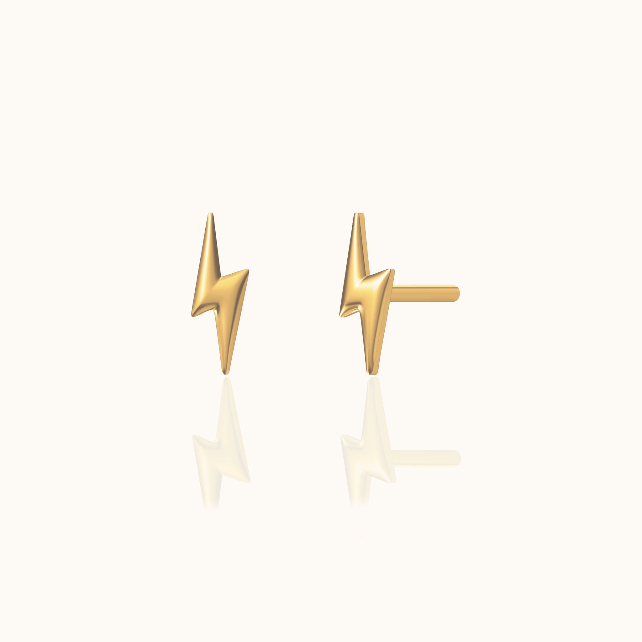 Gold Tiny Lightning Bolt Stud Earrings Prism Charm Small Studs Cartilage Tragus by Doviana