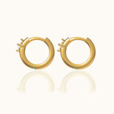 Gold Tiny 4 CZ Stones Cluster Petite Trefoil CZ Huggie Hoop Earrings by Doviana